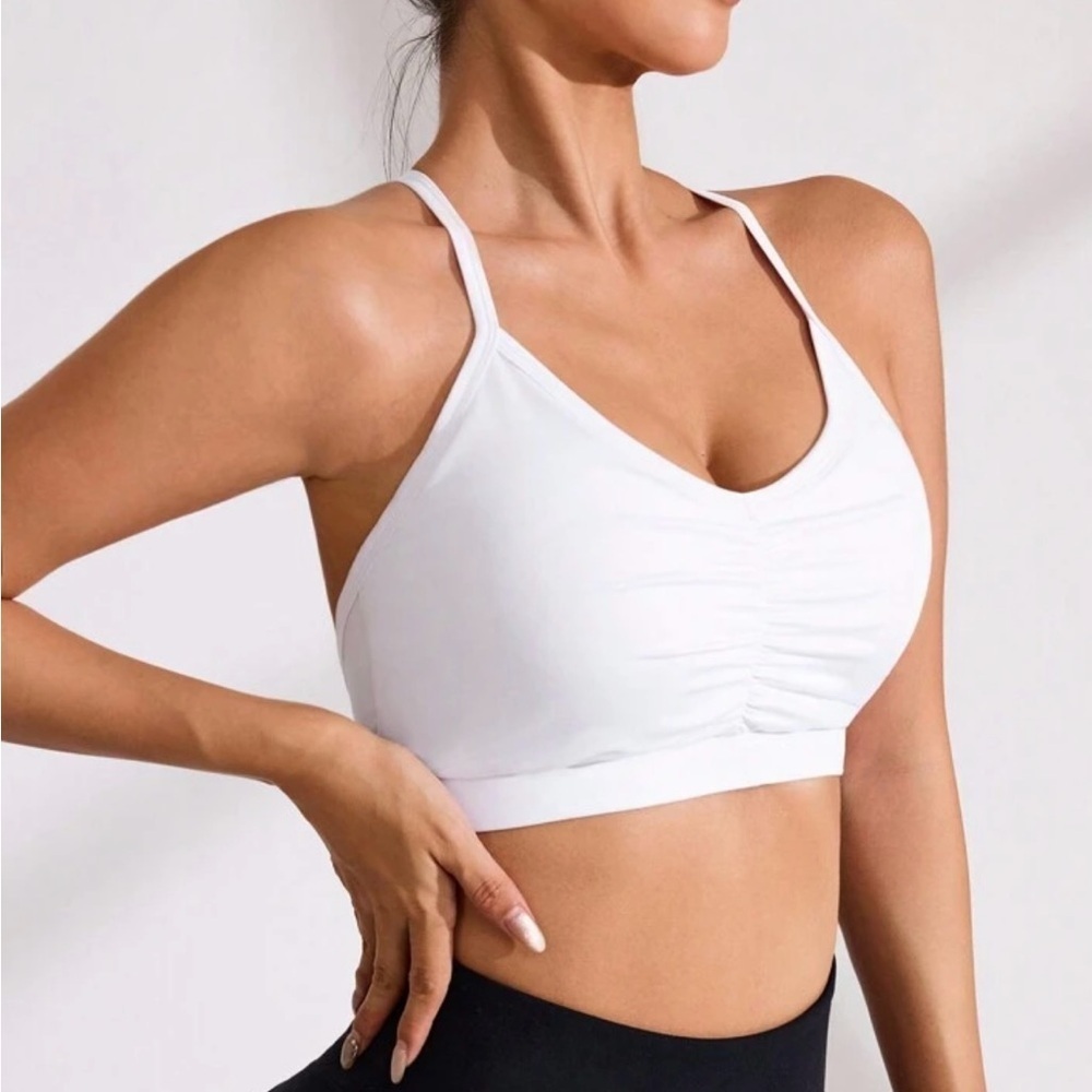 SHEIN Sport Studio Women Solid Color Spaghetti Strap Bra w/ Adjustable Straps - Picture 6 of 16